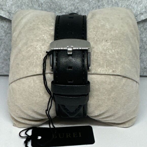 Burei S-6024M Men Black Leather Strap Analog Fashion Minimalist Watch YAY124 - Picture 5 of 12